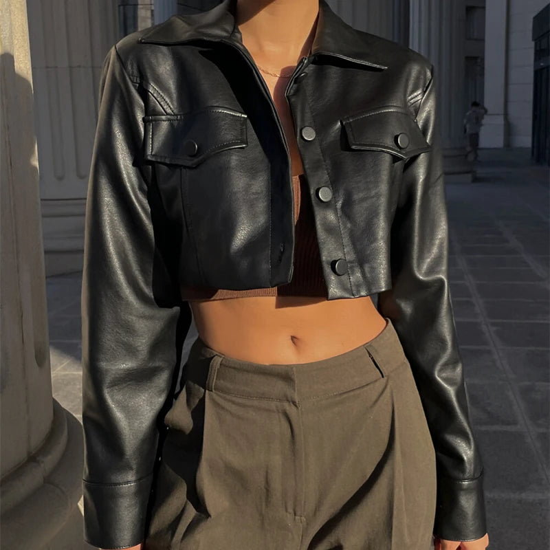 Crop Faux leather Jacket
