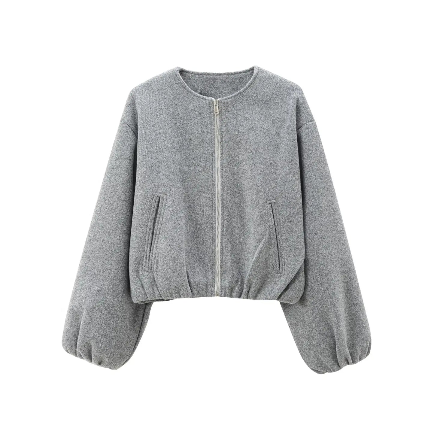 Zip up Round neck Bomber Jacket