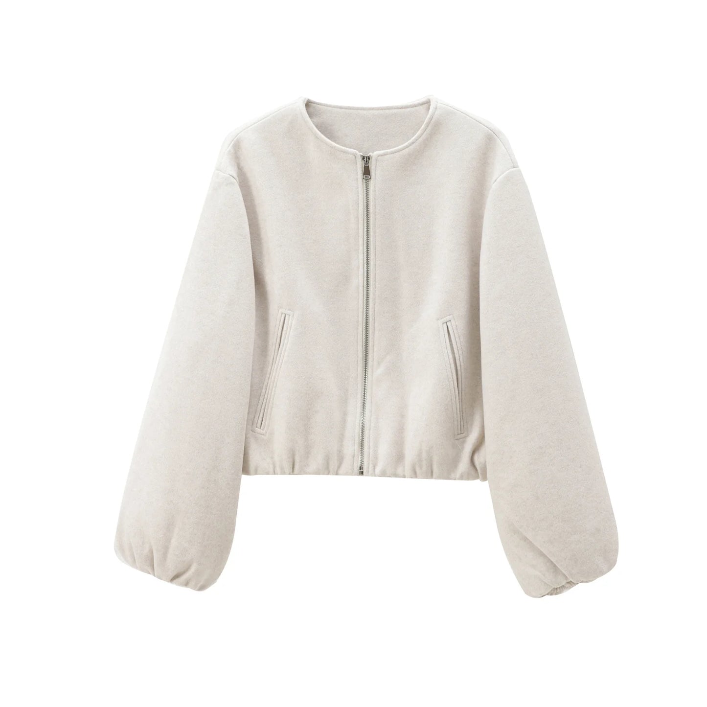 Zip up Round neck Bomber Jacket