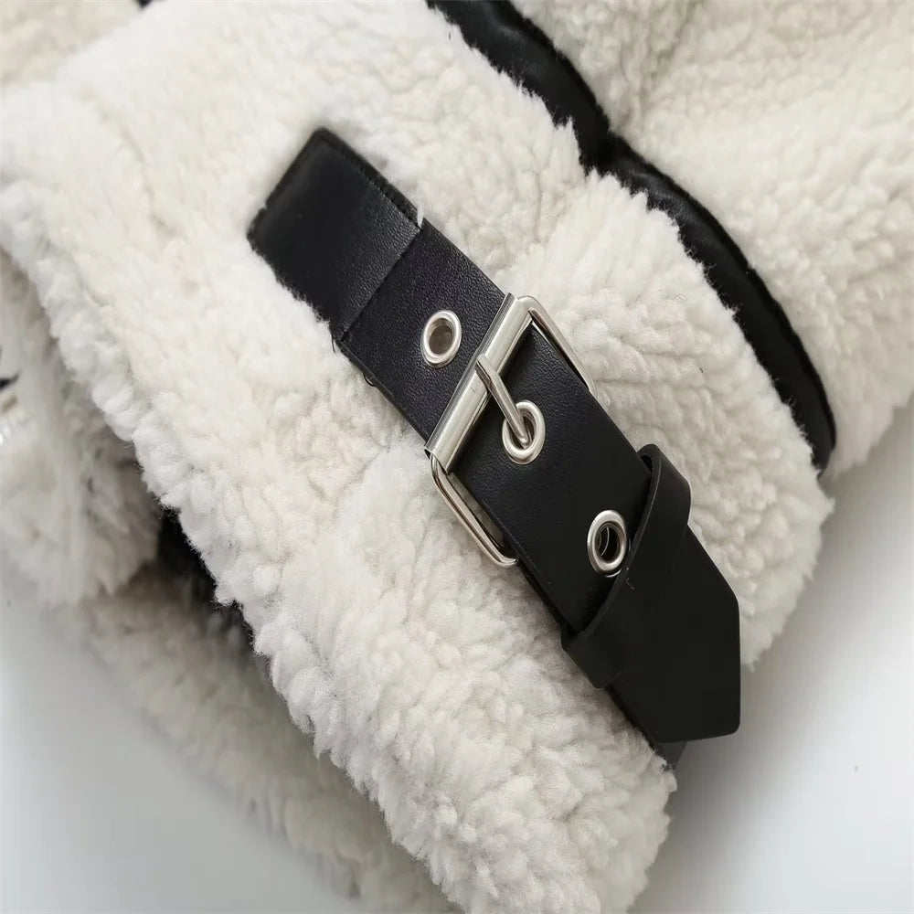 Faux Lamb Wool Contrast Jacket