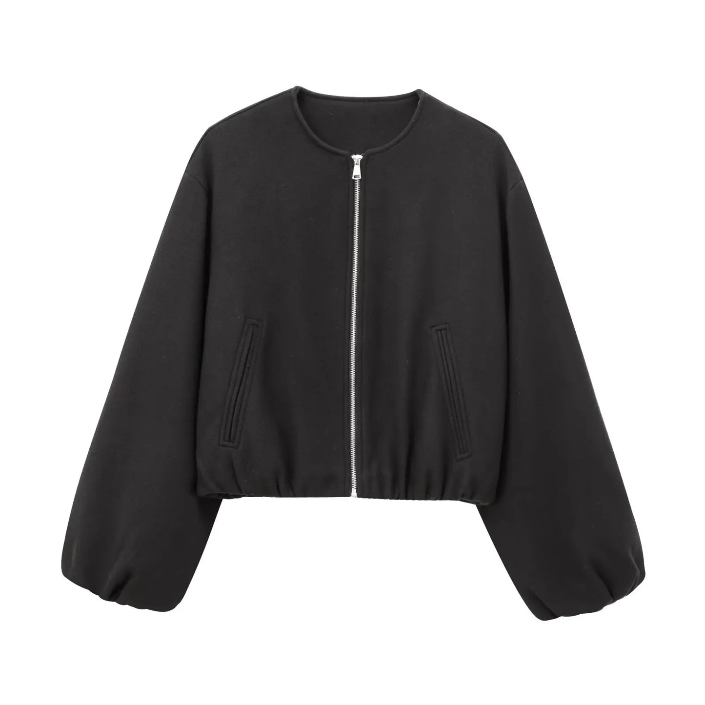 Zip up Round neck Bomber Jacket