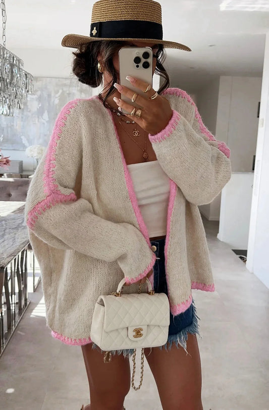 Pink Stitch Oversize Cardigan