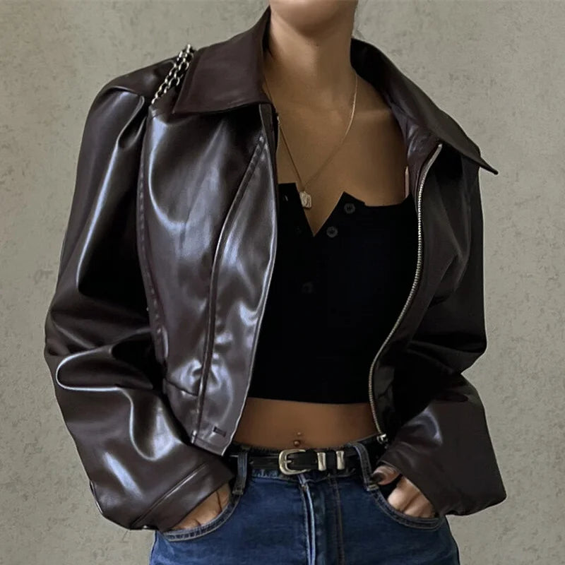 Crop Faux leather Jacket
